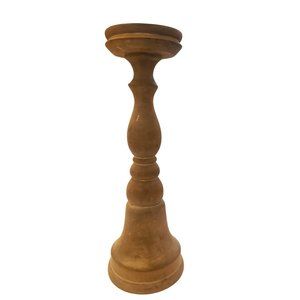 WOODEN CANDLE STAND 16 1/2 " TALL CANDLE HOLDER 5" CANDLE HOLDER BASE